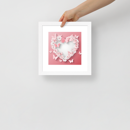 Pink Sweet Heart Paper Work Framed poster