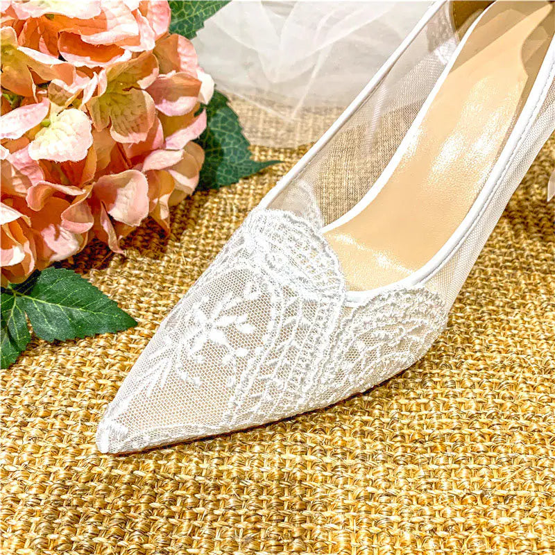 Chantilly Lace 2 Way Wearing Satin Ribbon Pearl Jewelry Wedding Bridal Shoes Gift for Bride to Be Wedding Gift for Bride Honeymoon Gift