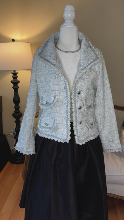 Creamy French Style Tweed So Cute Mini Suit Jacket