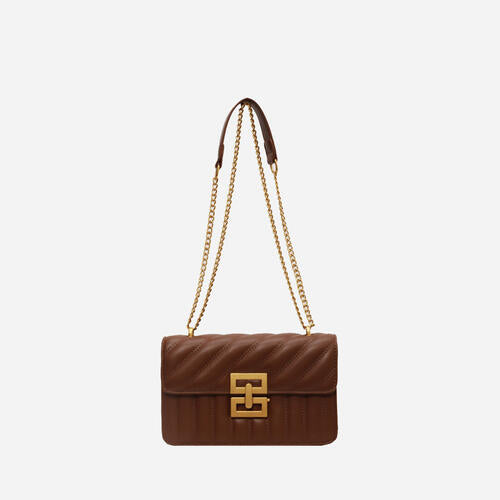 Designed Chestnut  PU Leather Crossbody Bag
