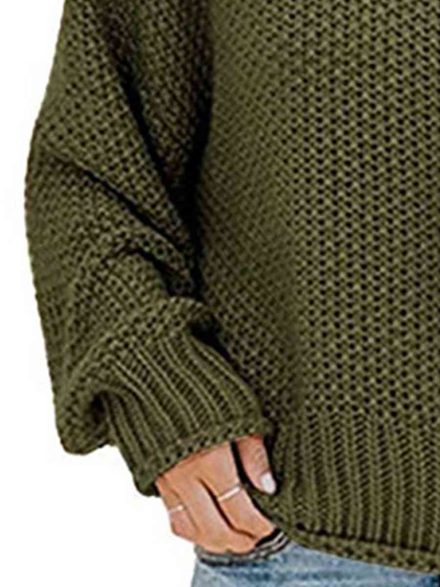 Turtleneck Friend's Coffee Dropped Shoulder Sweater