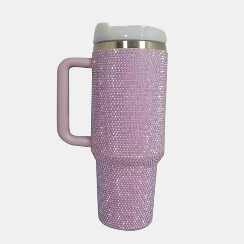 Sparkle Colors  Rhinestone Stainless Steel Tumbler with Straw