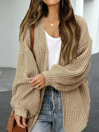 Big Drop Shoulder Loosed Balloon Sleeve Cardigan