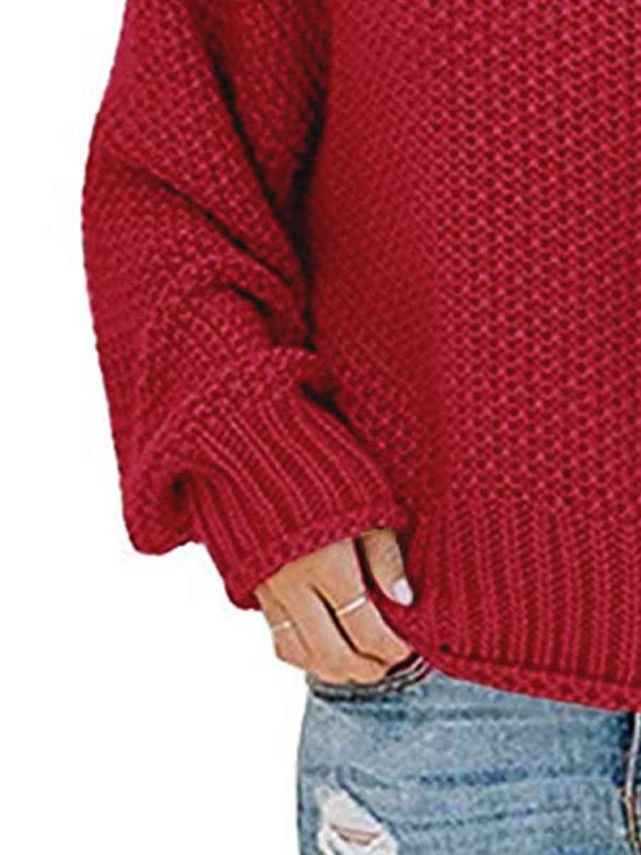 Turtleneck Friend's Coffee Dropped Shoulder Sweater