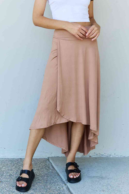 Nine Simple First Choice High Waisted Flare Maxi Skirt in Camel