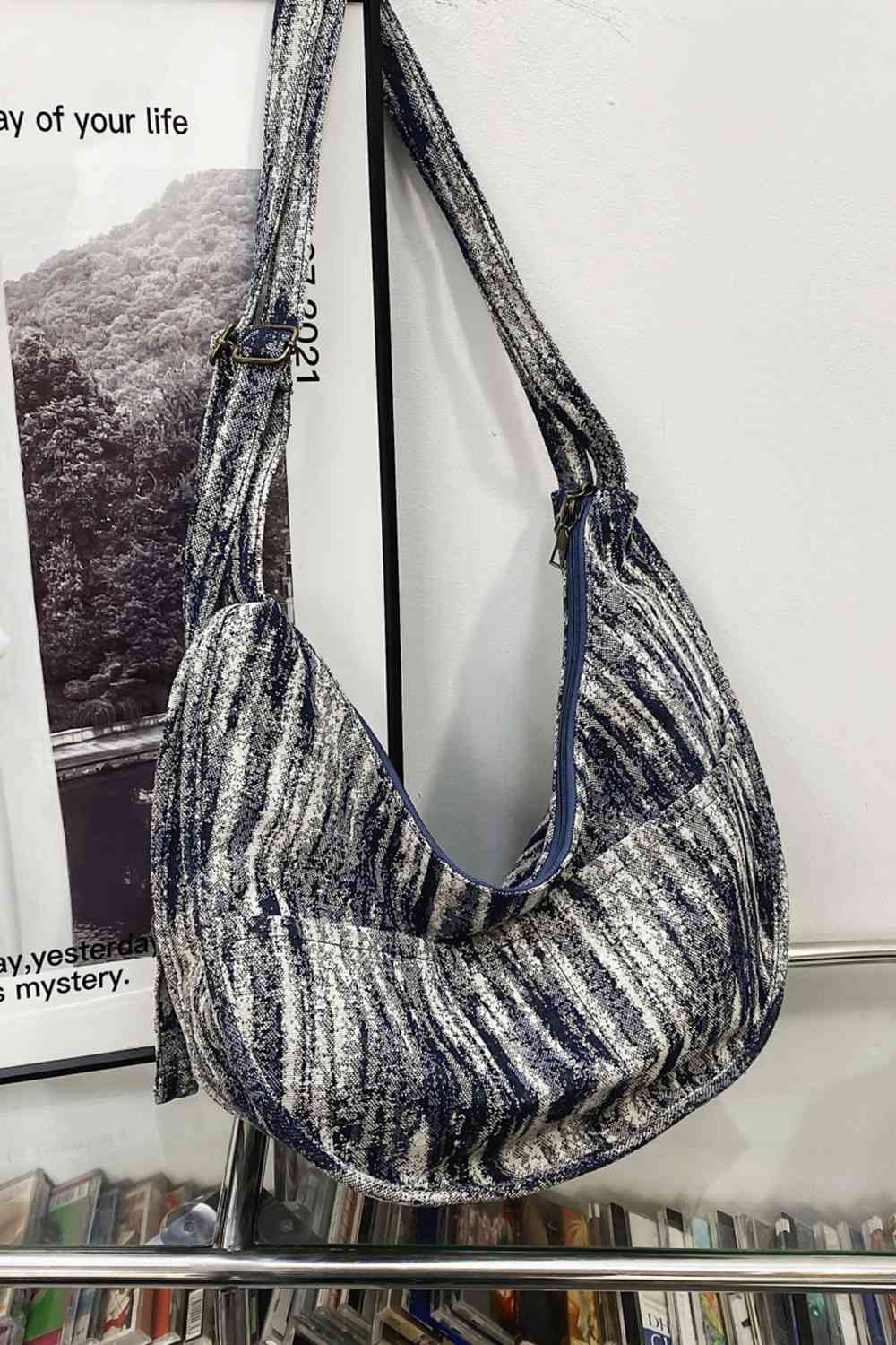 Canvas Abstract Black & White Color matched Sling Bag
