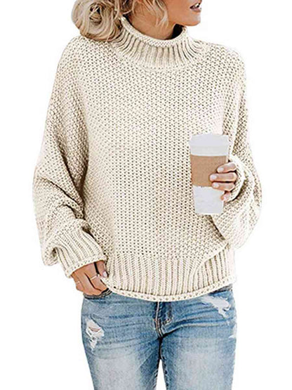 Turtleneck Friend's Coffee Dropped Shoulder Sweater