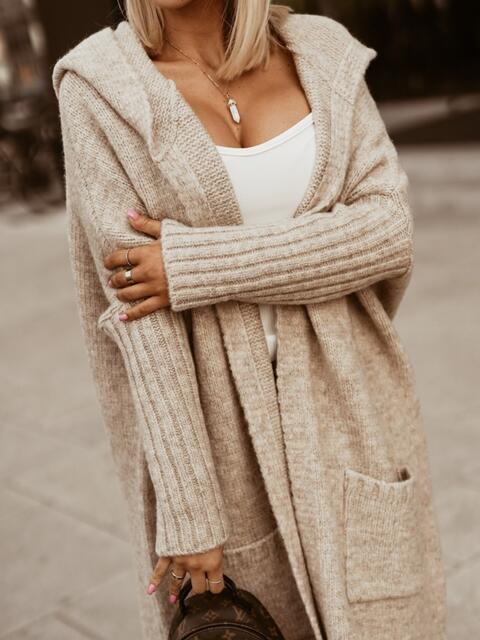 Natural Freestyle Full Size SIMPLY LIVE Hooded Cardigan