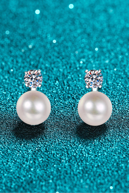 Moissanite Pearl Stud Earrings