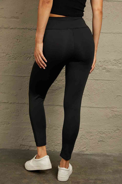 Cutting edge trim Double Take Wide Waistband Distressed Slim Fit Leggings