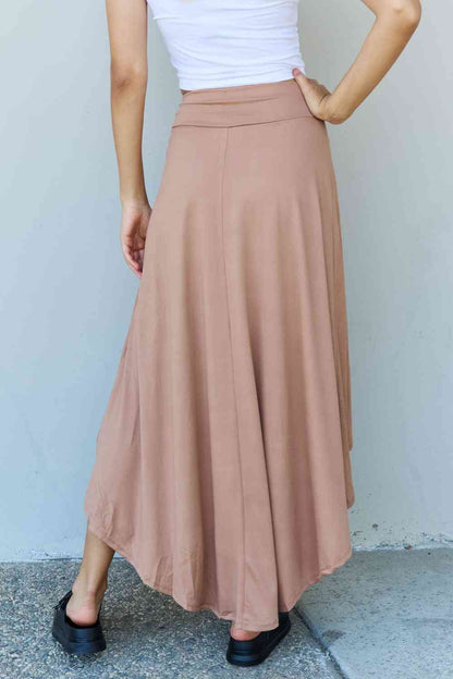 Nine Simple First Choice High Waisted Flare Maxi Skirt in Camel