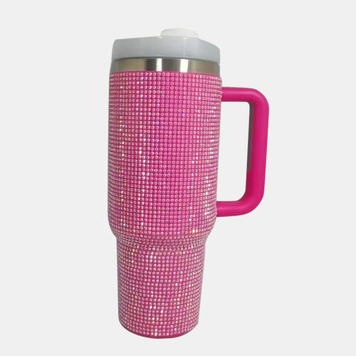 Sparkle Colors  Rhinestone Stainless Steel Tumbler with Straw