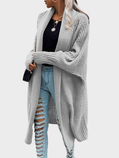 Open Front Back Box Shape Long Sleeve Cardigan