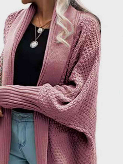 Open Front Back Box Shape Long Sleeve Cardigan