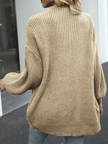 Big Drop Shoulder Loosed Balloon Sleeve Cardigan