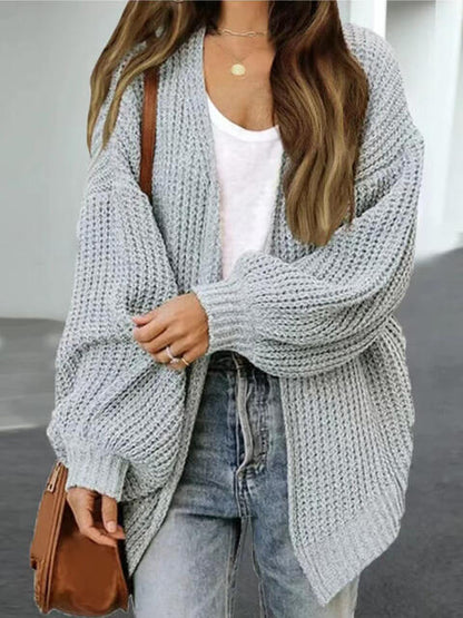 Big Drop Shoulder Loosed Balloon Sleeve Cardigan