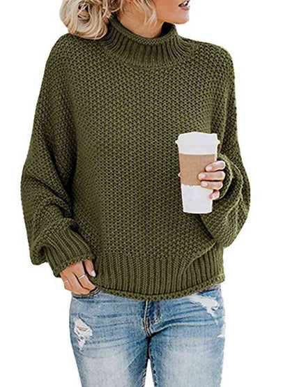 Turtleneck Friend's Coffee Dropped Shoulder Sweater