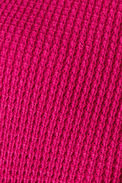 Red Pink Basic Full Size Waffle-Knit Open Front Cardigan