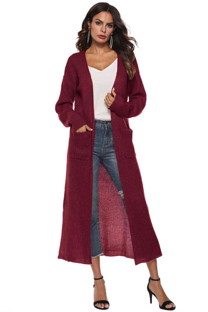 Long Sleeve Stylish Open Front Buttoned Dress Cardigan