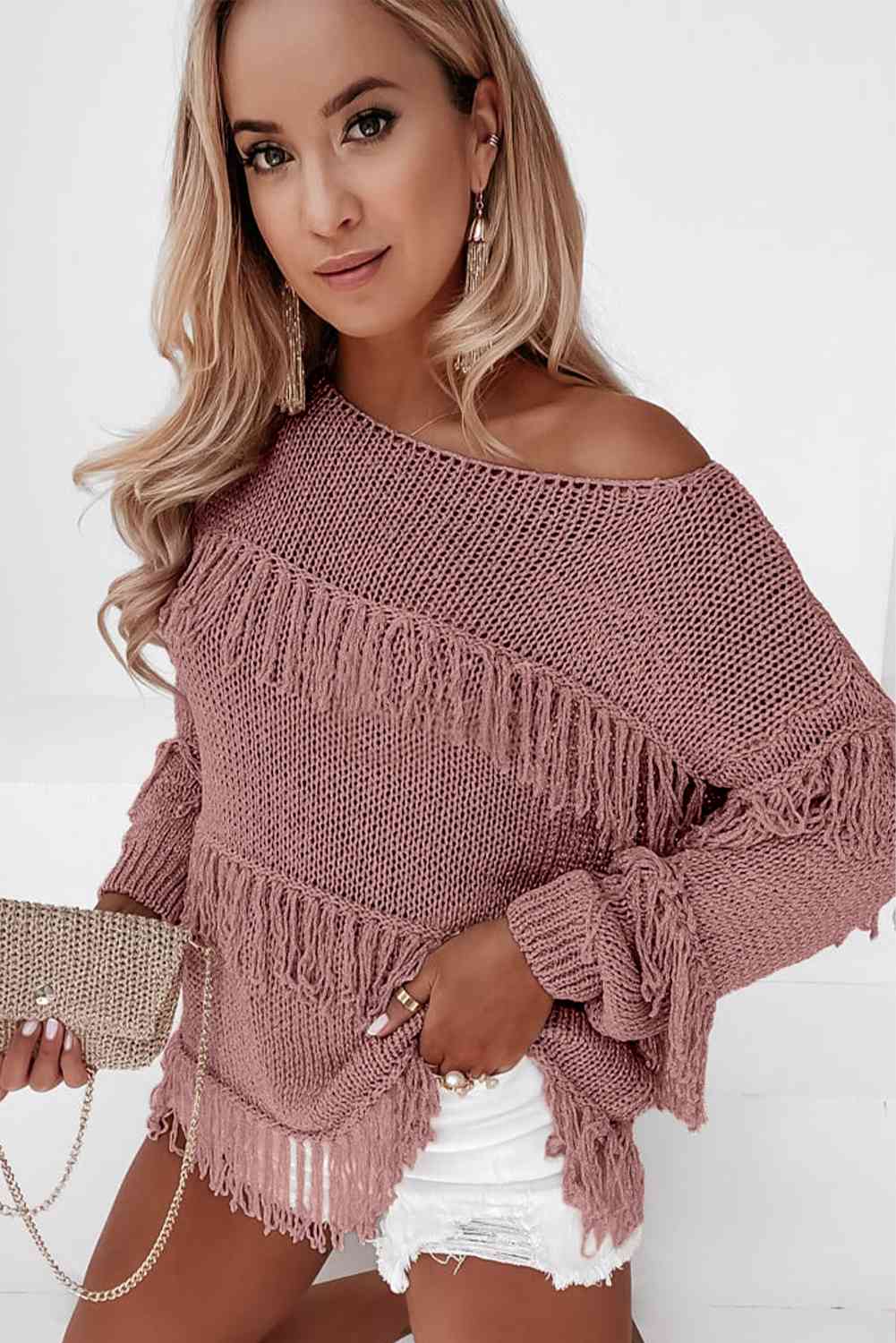 Fringe Detail CaValina Pina Long Sleeve Sweater