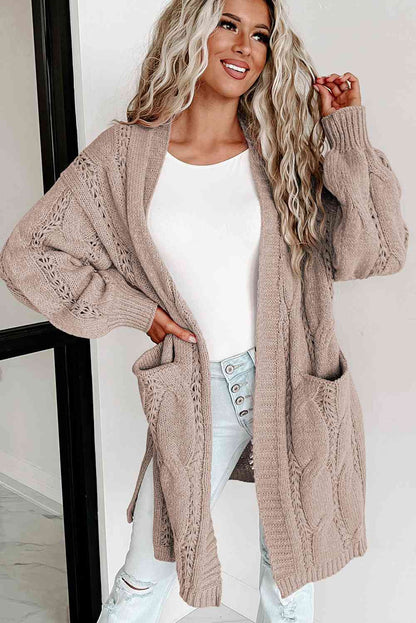 Creamy Soft Easy Calm Cable-Knit Dropped Shoulder Cardigan