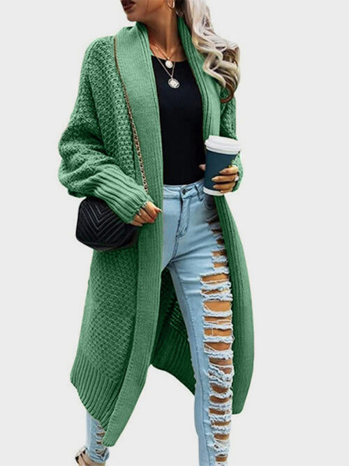 Open Front Back Box Shape Long Sleeve Cardigan