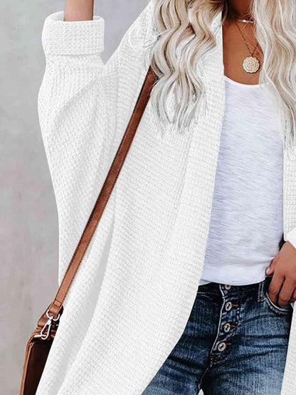 Cream Pink Box Open Front Long Sleeve Cardigan