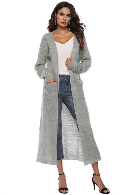 Long Sleeve Stylish Open Front Buttoned Dress Cardigan