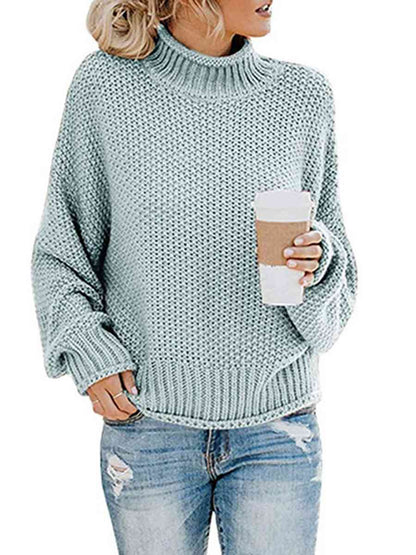 Turtleneck Friend's Coffee Dropped Shoulder Sweater